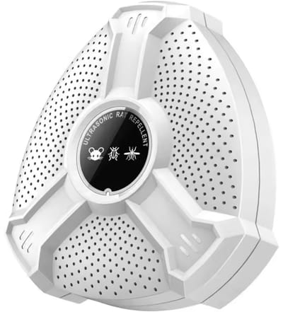 Ultrasoon Knaagdierafweermiddel – Intelligente Elektronische Knaagdierverjager met Groot Bereik – Fysieke Knaagdierbestrijding met Ultrasone Technologie – Knaagdierafstotend voor Muizen, Ratten en Ongedierte- Wit