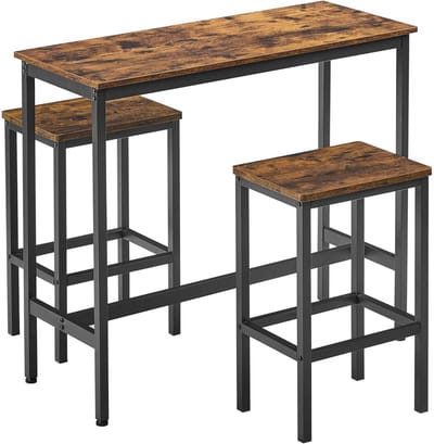 ApexArte® Bartafel Met Barstoelen - Bruin
