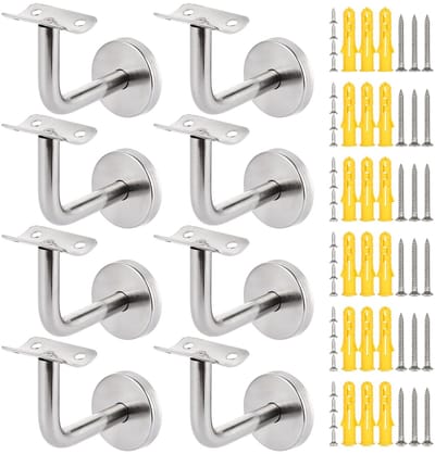 Dailygoods- Leuninghouder Set van 8 - Roestvrij Staal - 60 x 80 mm - Wandhouder - Duurzaam - Hoogwaardige Kwaliteit - Leuningen