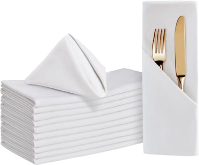 Omgoods - 12 Stuks Witte Katoenen Servetten - 50x50cm Voor Bruiloften en Feestjes