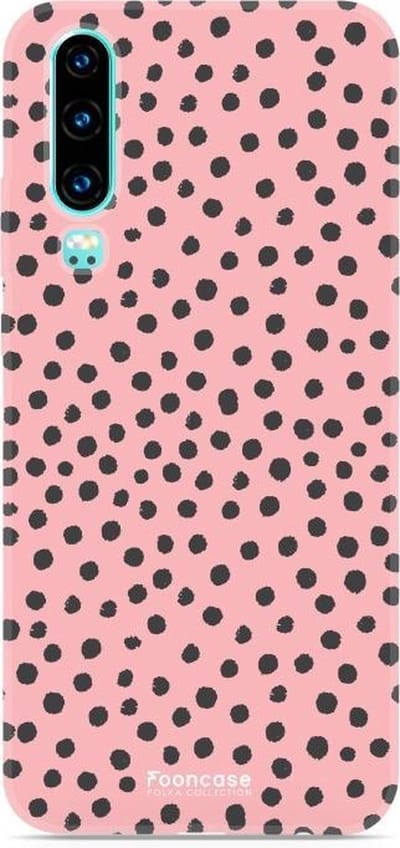 Fooncase Hoesje Geschikt voor Huawei P30 - Shockproof Case - Back Cover / Soft Case - POLKA / Stipjes / Stippen / Roze