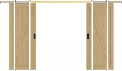Vente-unique Zwevende dubbele schuifdeur in hout en MDF - Licht naturel - 2 x H205 x L73 cm - BALERMA