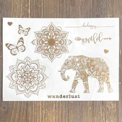 GetGlitterBaby® - Gouden Festival Plak Tattoos / Tijdelijke Flash Tattoo / Festival Tattoes / Nep Tatoeage Metallic Goud - Wanderlust