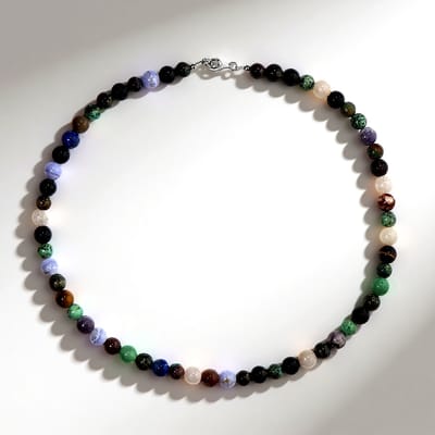 Cavill - Zilveren halsketting - 925 Sterling Zilver - Groene Aventurijn 191,3 ct - Ronde Edelsteen Kralen - Kleurrijk & Elegant