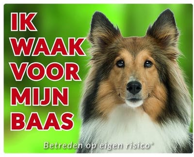 Shetland Sheepdog Waakbord - Ik waak voor Bruin