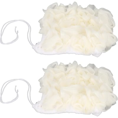 2PCS Gant de Douche Exfoliant 2 en 1 Serviette de Bain Gant de Douche Exfoliant pour Voyage Cadeau Femme Hôtel white