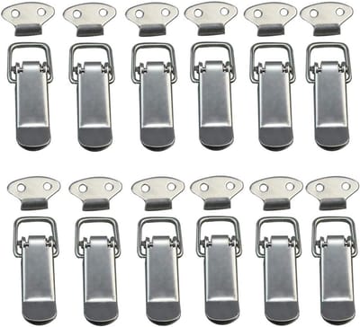 Cuhostki - 12 Stuks - Kistslot, Kofferslot, Schuurslot - Monterend Slot Voor Kist, Koffer, Schuur - Zilver - RVS - Geen Slotgat