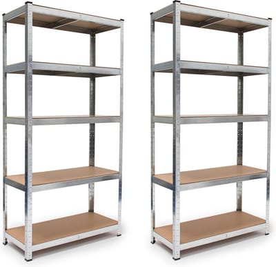 BRASQ Stellingkast - Set van 2 - Metalen Opbergrek - voorraadkast - wandkast - Magazijnstelling 180x90x40 - 5 lagen - 175 KG per plank - max 875 KG