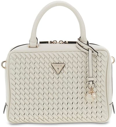 GUESS handtas schoudertas Kora Box Satchel Cream White crème