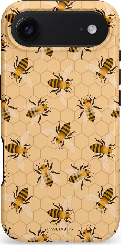 Casetastic hoesje geschikt voor Apple iPhone Air - MagSafe - Dubbellaagse bescherming - Zomer Bijen Look - Fashion Case - Beige Perzik