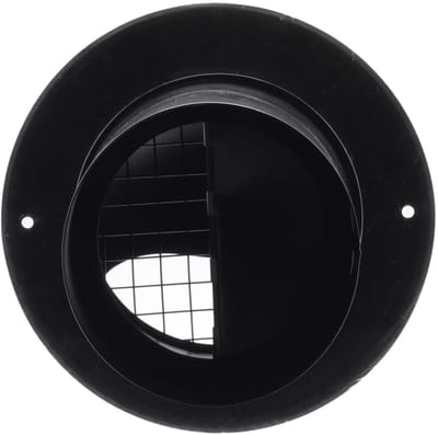 RVS bolrooster met terugslagklep+grofmazig gaas Ø125mm zwart