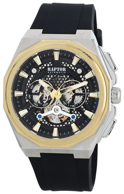 Raptor Herenhorloge siliconen met siliconenarmband, AUTOMATIK, datum- en weekdagweergave