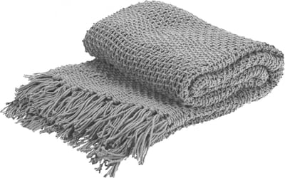Excellent Houseware dekentje/plaid - katoen - taupe - 130 x 170 cm