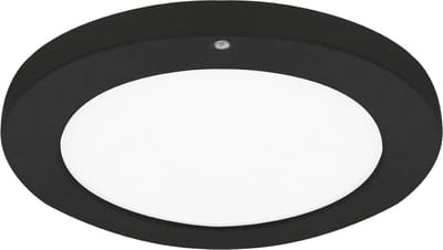 OLGIERD - LED Plafondlamp met Bewegingssensor + Dag en Nacht Sensor - 12W - 1580 Lumen - Aanpasbare Kleur CCT - 360° Zichthoek - Opbouw/Inbouw - Rond - Mat Zwart - 175 mm