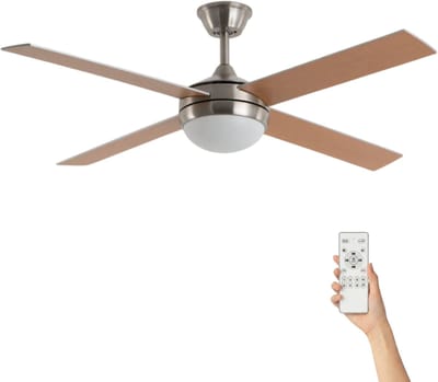 Fantiluxe - Gustav - Plafondventilator met verlichting - Zilver - Ø132cm - Afstandsbediening - Met lamp - Plafond ventilator - Slaapkamer
