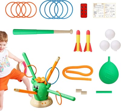 Kinderspringspeelgoed Cactus - Interactief Muzikaal Speelgoed - Sportspellen Buiten - 4-in-1 Spelopties - 27.5 x 19.3 cm