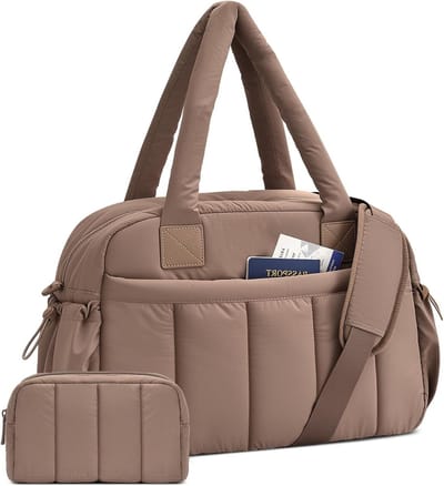 Reis- en Sporttas 24 Liter, Vouwbare Weekendtas met PVC Waterdichte Zak, Ideaal als Gym- en Luiertas, Bruin