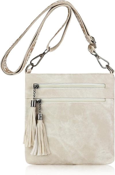 Dames Schoudertas met Kwastje en Ritssluiting - Mode Faux Leer Crossbody Tas met Verstelbare Schouderbanden en Ruim Ontwerp