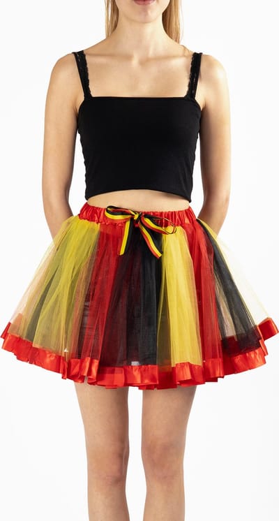 KIMU® Tutu Zwart Geel Rood Petticoat - Maat 68 74 80 86 92 98 - Tule Rokje Baby Peuter Rok - Rode Duivels Belgische Vlag Pakje Belgie Duitsland Festival