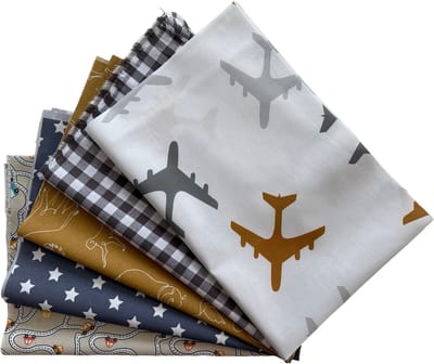 BINK Bedding - 5 lapjes - 100% katoen - Quilt Patchwork - Grijs 60 x 40 cm - Set = 5 lapjes stof - hobby - creatief - naaien
