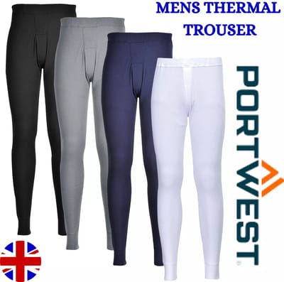 Thermobroek Heren Zwart Maat XL Portwest Baselayers Winter Elasticated Waist thermo ondergoed Heat Booster