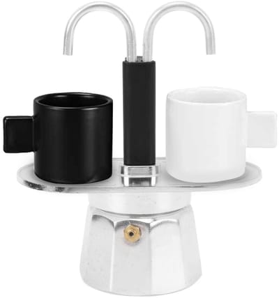 Allecto - Koffiezetapparaat - Dubbele Uitloop - Ideale Warmtegeleiding - Aluminiumlegering - 2 Kopjes Koffiezetapparaat - Geschikt voor Thuis en Ka...