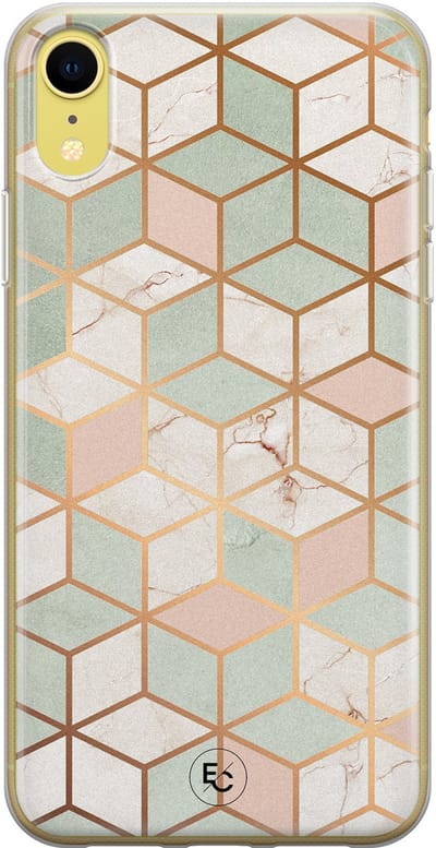 Hoesje geschikt voor iPhone XR - Pastel Kubus - Soft Case - TPU - Print - Multi - ELLECHIQ
