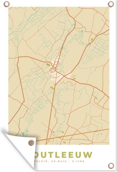 Muurdecoratie Zoutleeuw - België - Stadskaart - Kaart - Plattegrond - 120x180 cm - Tuinposter - Tuindoek