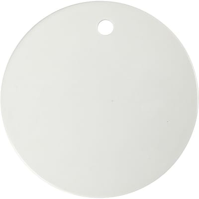 Label porselein, d 15 cm, dikte 0,5 cm, wit, 1 stuk