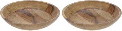 Home & Styling - 2x stuks - Fruitschaal/fruitmand - mangohout - 30 x 7 cm - serveerschaal