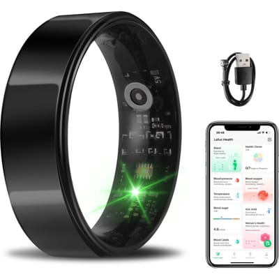 Saaf Smart Ring - Zwart - Maat 8 - Slanke Activity Tracker voor Dames en Heren