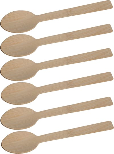 BBQ/verjaardag/camping wegwerp bestek - lepels - 72x - bamboe - 17 cm