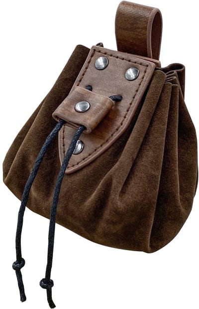 Dailygoods - Lederen tas middeleeuws kunstleren tas met trekkoord middeleeuwse piratentas retro renaissance draagbare heuptas, bruin, 10 cm, Classic