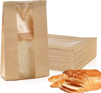 Papieren Zakjes voor Brood en Snacks, 50 Stuks, Met Venster, Ideaal voor Cadeaus, Koekjes en Sandwiches