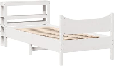 Massief Houten Bedframe - Slaapkamer Meubel - Comfortabel Slapen - Met Hoofdbord - 90x200 cm - Wit