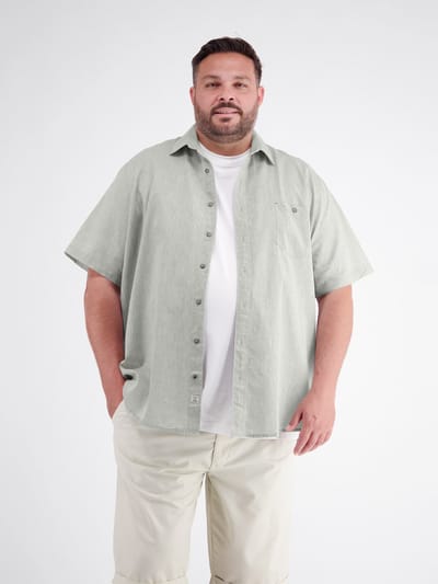 LERROS Effen overhemd met korte mouwen in grote maten , Maat: 3XL , Kleur: STORM GREY , 80% katoen, 20% linnen