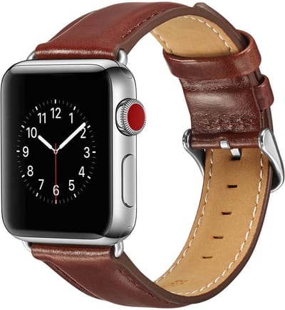 Leren bandje - Apple Watch 38mm 40mm 41mm - bruin zilverkleurige gesp