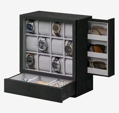 Mila Shop Horlogedoos - Horloge houder sieradendoos - Horloge opbergdoos - 15x29.5x32.5cm