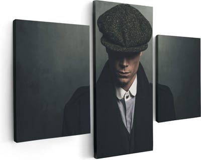 Artaza Canvas Schilderij Drieluik Engelse Gangster Met Een Pet Uit Jaren 1920  - 90x60 - Foto Op Canvas - Canvas Print