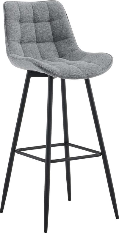 CLP Dartford Barkruk - Met rugleuning - Met voetsteun - Metalen frame - mat zwart/grijs
