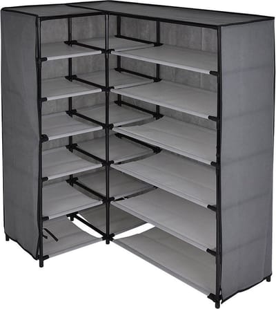CALICOSY - Hoekschoenkast in behang en metaal H107 cm