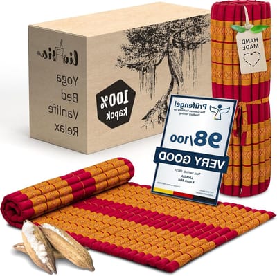 Rolmat - Gastenmatras - Ontspannen - Natuurlijk Kapok - 200x110cm - Rood/Geel