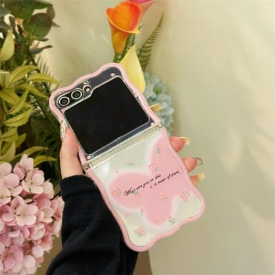 Voor Samsung Galaxy Z Flip 3 4 5 Hoesje Schattige Vlinder Bloem Armband Golf Transparant Schokbestendig Hoesje Voor Samsung Z Flip5 ZFlip5 For Z Flip 5 black