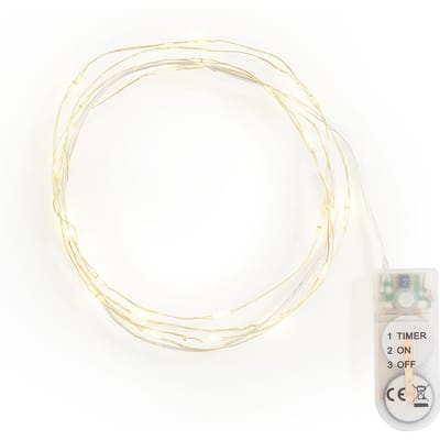 Micro LED snoer lampjes met timer 6/18u, 30 LED's, L 1,95 m