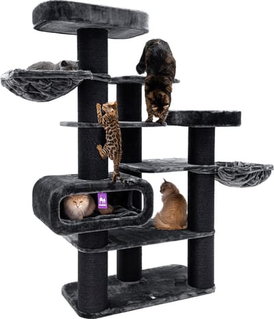 Petrebels Bengal 199 Krabpaal XXL - Pepper - Voor Grote Katten - 20 cm Dikke Stammen