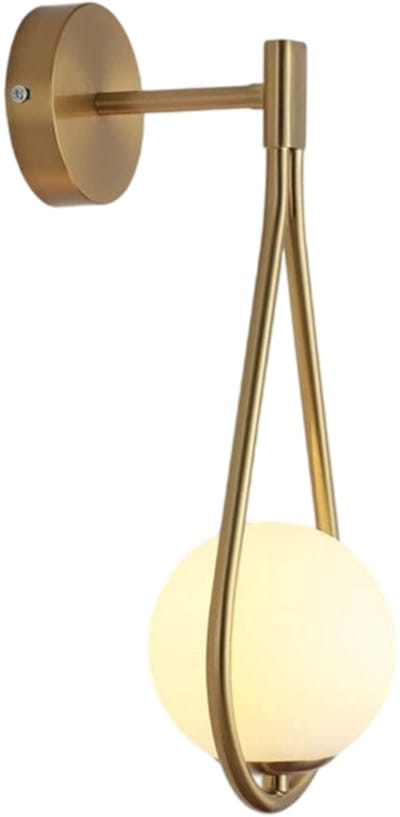 Ynkkvre -Wandlamp met Glazen Bol en Druppelvorm – Moderne Gouden Lamp voor Slaapkamer, Badkamer, Gang en Entree