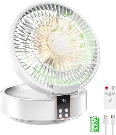 Ultra Krachtige Stille Ventilator, Draagbare Tafelventilator, USB Oplaadbare Bureauventilator, 120° Roterende Ventilator Met LED, Afstandsbediening, Timer, 3 Snelheden
