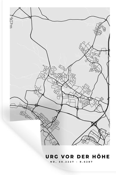 Muurstickers - Sticker Folie - Bad Homburg Vor Der Höhe - Stadskaart - Plattegrond - Duitsland - Kaart - 20x30 cm - Plakfolie - Muurstickers Kinderkamer - Zelfklevend Behang - Zelfklevend behangpapier - Stickerfolie
