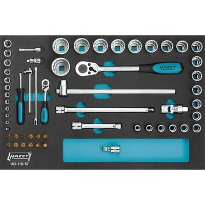 Hazet 163-118/57 Dopsleutelset Metrisch 1/4 (6,3 mm), 1/2 (12,5 mm) 57-delig