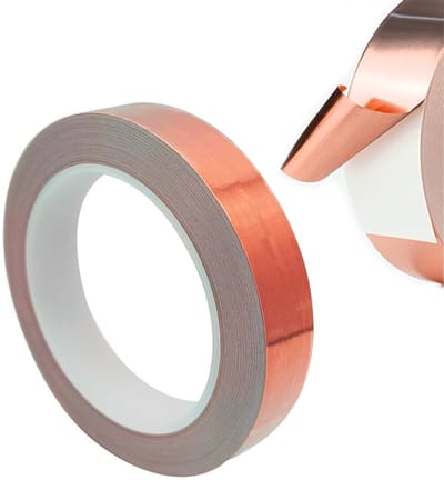 Koperfolie afschermingstape 20 mm x 20 m voor EMI en HF afscherming, elektrisch onderhoud en decoratie - 1 rol